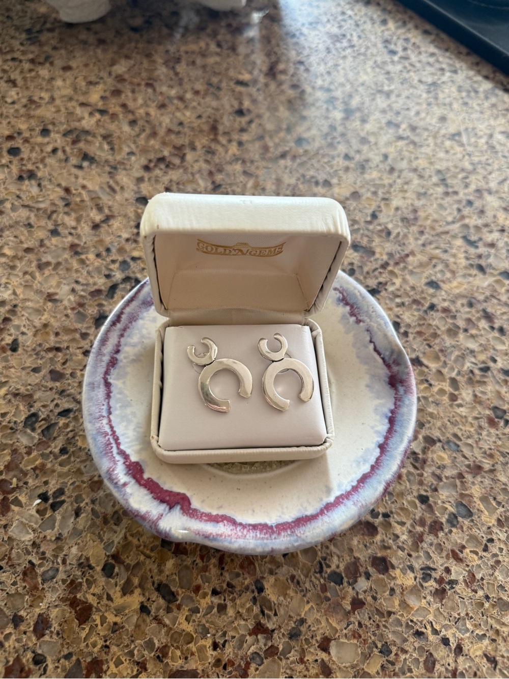 Sterling Silver 925 Double-Crescent Drop Earrings